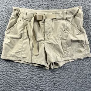 THE NORTH FACE SHORTS WOMENS 10 BEIGE TAN BELTED BUCKLE HIKING STRETCH FITS 32x3